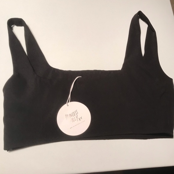 NWT Princess Polly Huxley Crop Top in Black Size 12 Tall - Picture 6 of 8